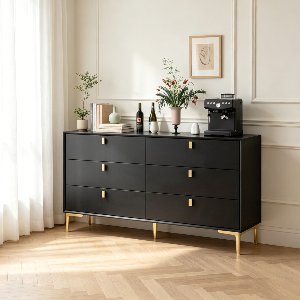 Commode de rangement à 6 tiroirs, commode moderne