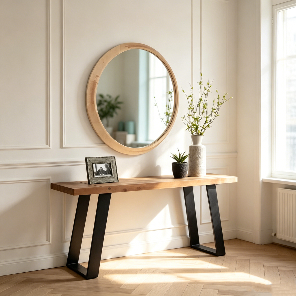 Miroir mural décoratif à cadre en bois