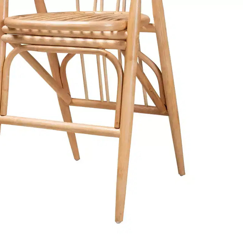 Tabouret de bar hauteur comptoir en rotin marron naturel/noir : Fabriqué à la main, style bohème, accents métalliques