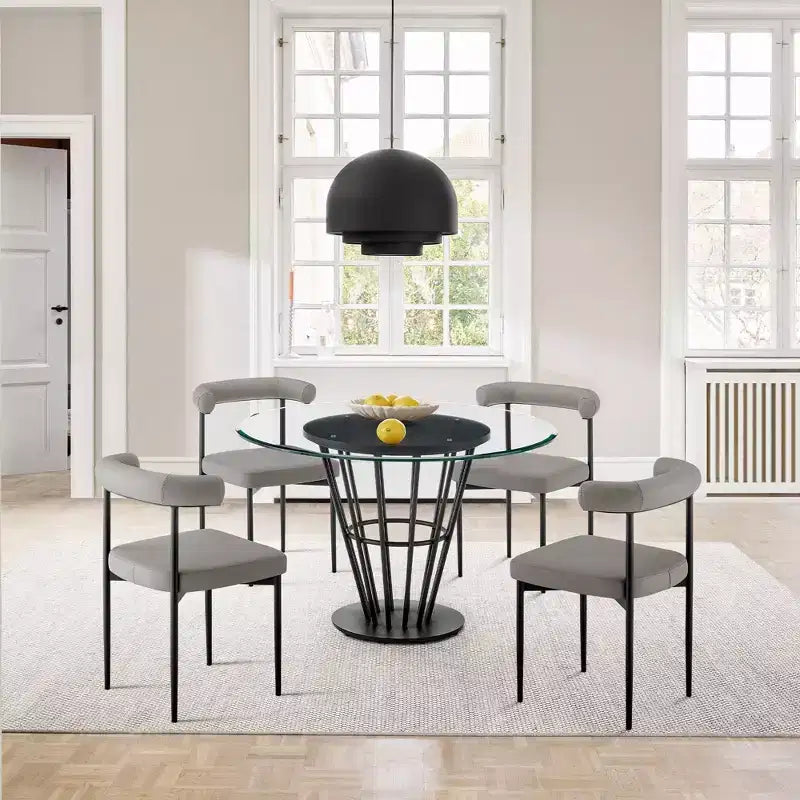 Chaises de salle à manger en similicuir noir mat/gris clair