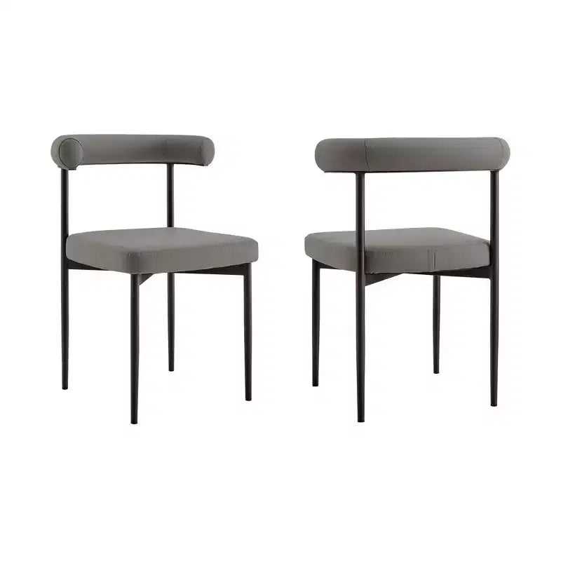 Chaises de salle à manger en similicuir noir mat/gris clair