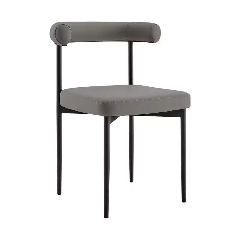 Chaises de salle à manger en similicuir noir mat/gris clair