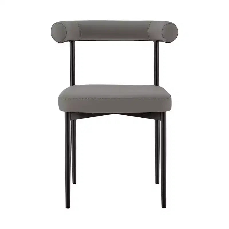 Chaises de salle à manger en similicuir noir mat/gris clair