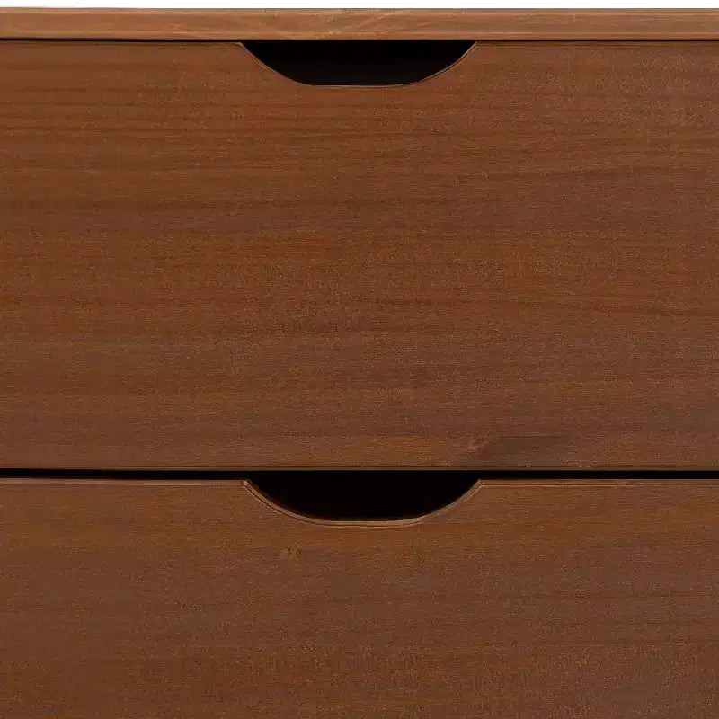 Commode 6 tiroirs en Noyer massif, style Mid-Century Modern : Rangement de chambre, Structure en Pin, Coulisses métalliques