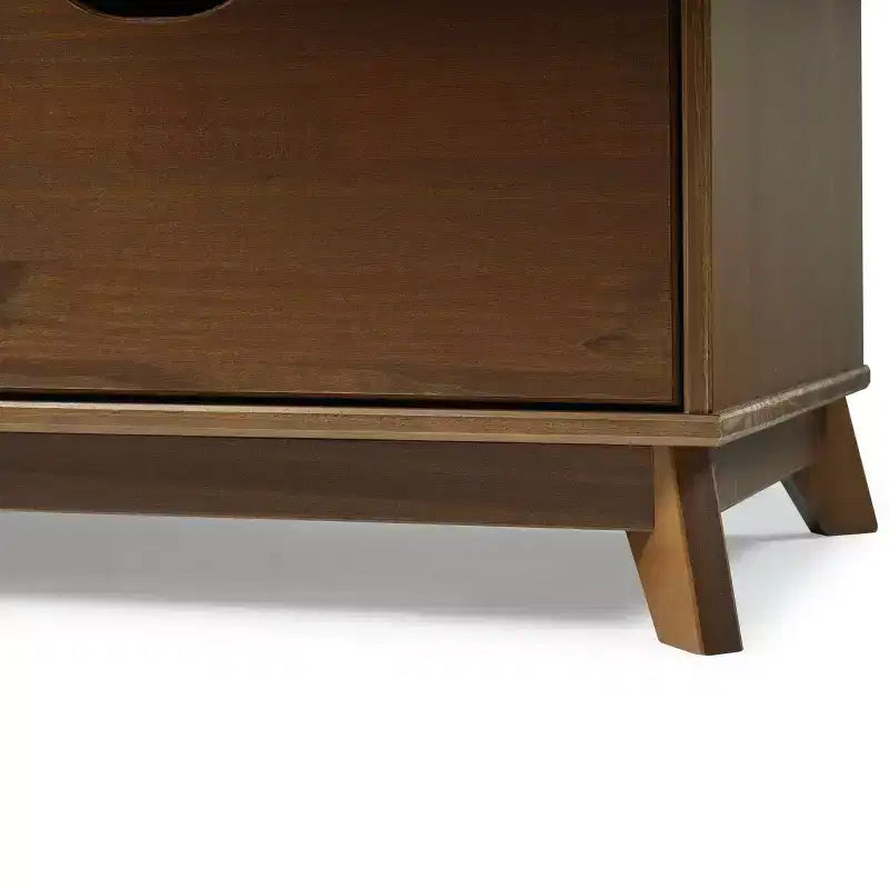 Commode 6 tiroirs en Noyer massif, style Mid-Century Modern : Rangement de chambre, Structure en Pin, Coulisses métalliques
