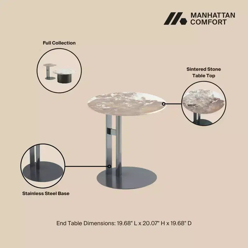 Table d'appoint Comfort en pierre frittée noire