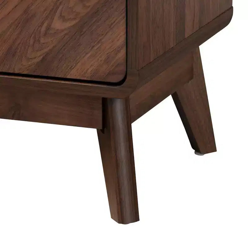 Commode en bois à 5 tiroirs Noyer marron/Doré : Design moderne du milieu du siècle, Organisateur de chambre à coucher