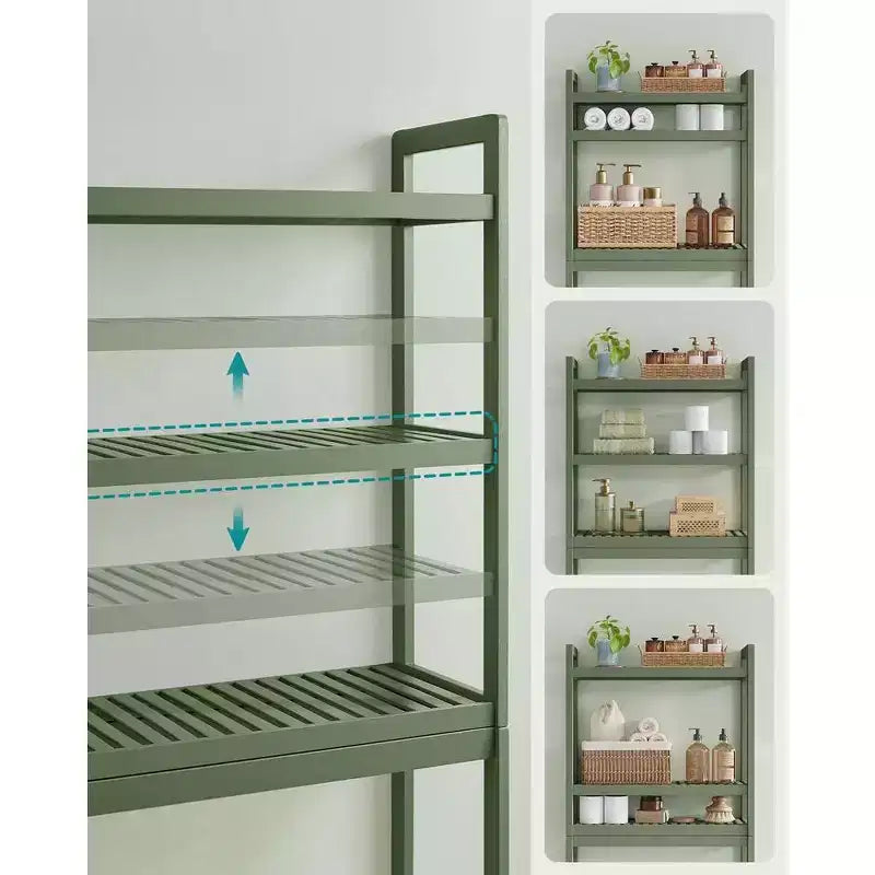 Meuble de rangement 3 niveaux en bambou à poser au-dessus des toilettes
