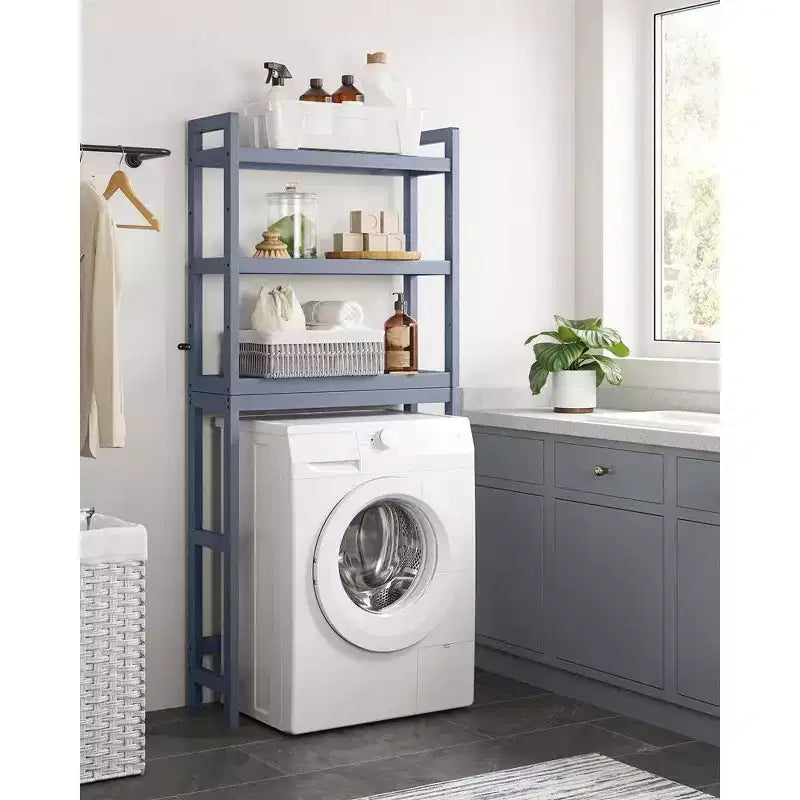 Meuble de rangement 3 niveaux en bambou à poser au-dessus des toilettes