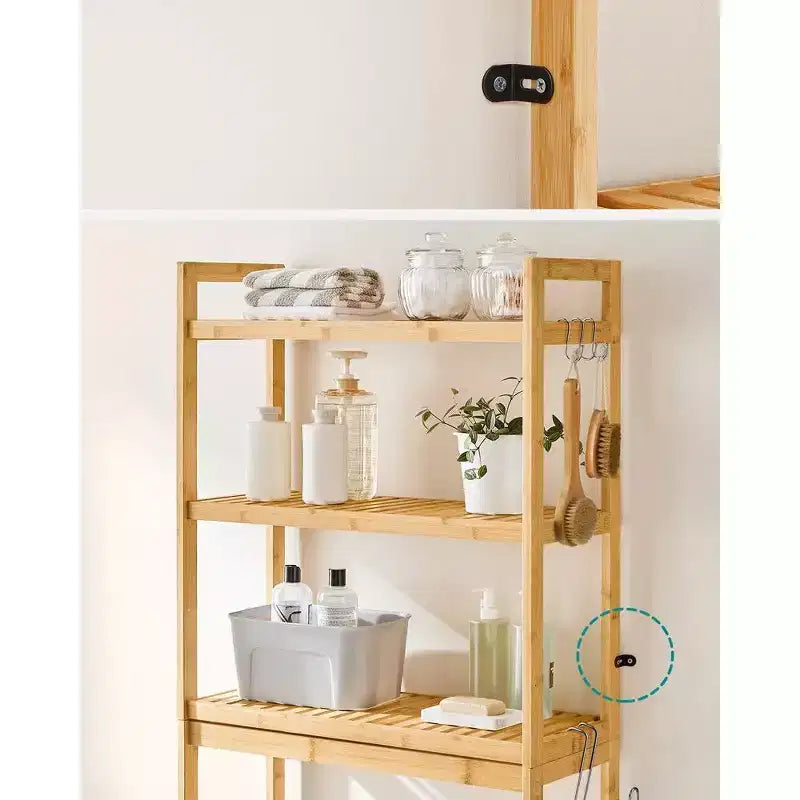 Meuble de rangement 3 niveaux en bambou à poser au-dessus des toilettes