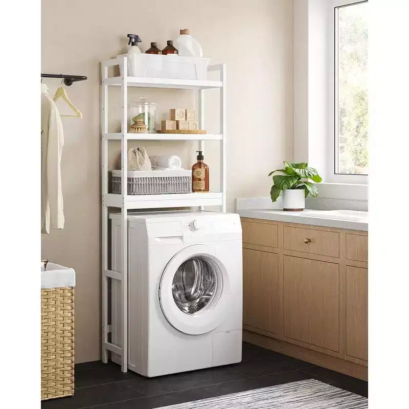 Meuble de rangement 3 niveaux en bambou à poser au-dessus des toilettes