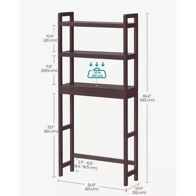 Meuble de rangement 3 niveaux en bambou à poser au-dessus des toilettes