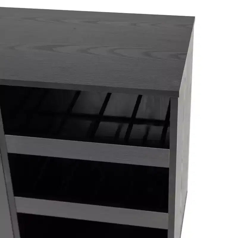 Bar classique et meuble d'appoint avec armoire à porte unique de style Shaker avec rangement suspendu pour verres et étagères ouvertes pour bouteilles