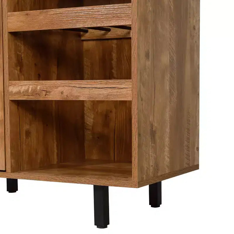 Bar classique et meuble d'appoint avec armoire à porte unique de style Shaker avec rangement suspendu pour verres et étagères ouvertes pour bouteilles
