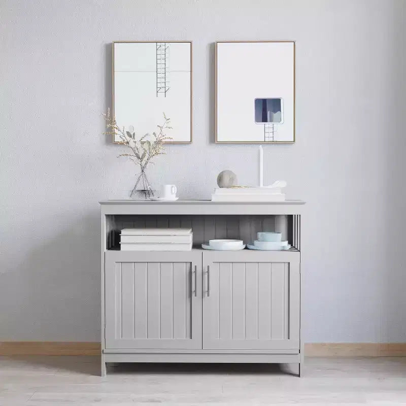 Buffet et vaisselier avec armoire de rangement et étagère supérieure