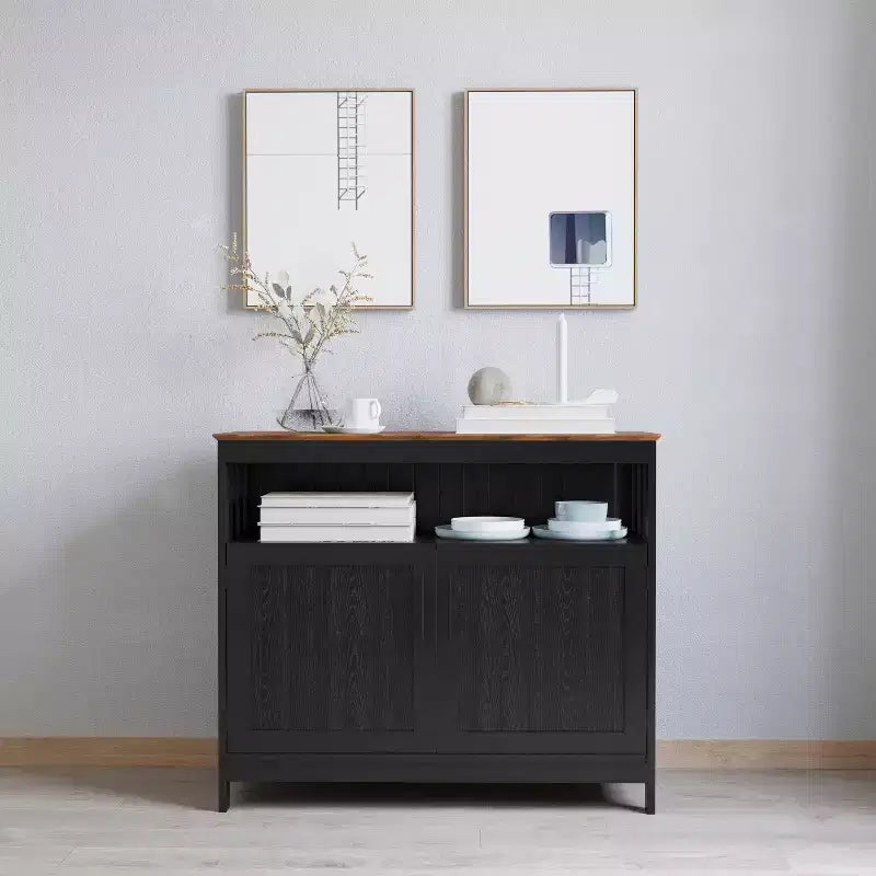 Buffet et vaisselier avec armoire de rangement et étagère supérieure