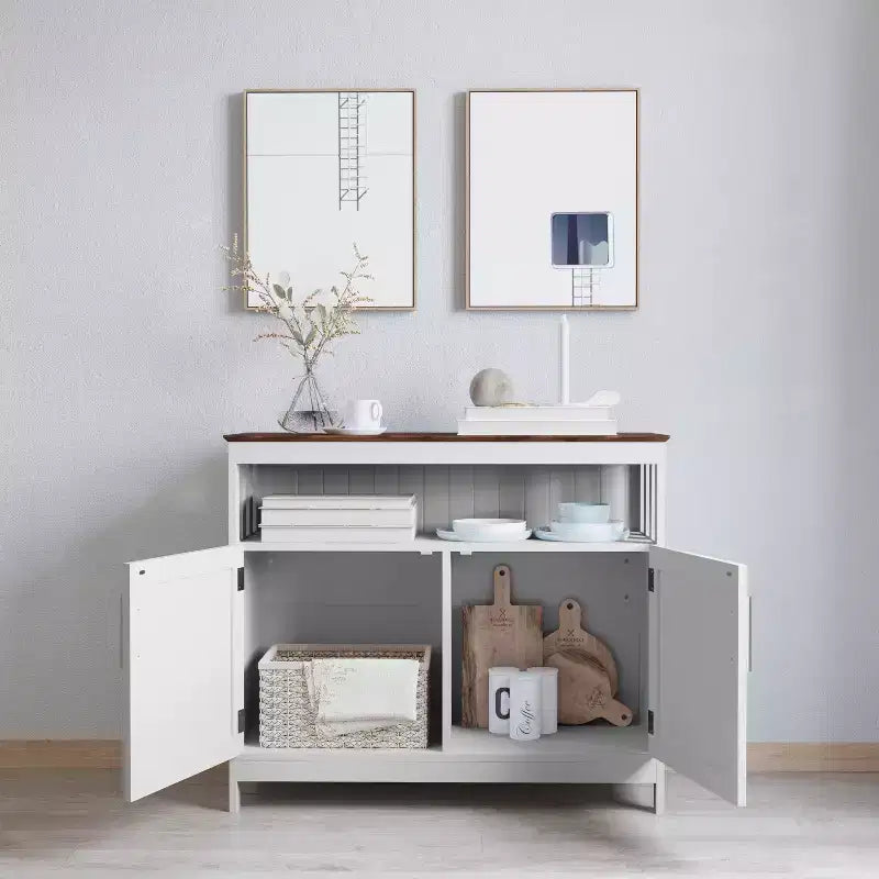 Buffet et vaisselier avec armoire de rangement et étagère supérieure