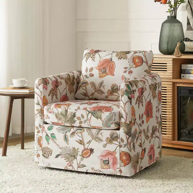 Fauteuil pivotant déhoussable et rembourré de style moderne