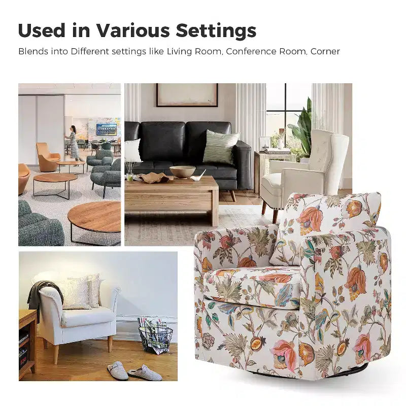 Fauteuil pivotant déhoussable et rembourré de style moderne