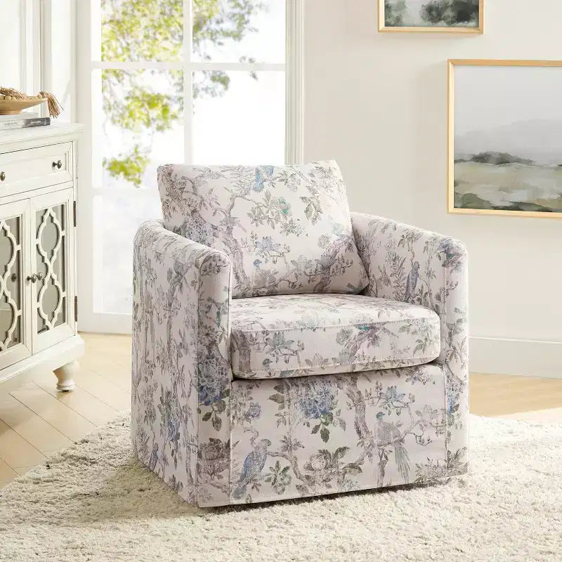 Fauteuil pivotant déhoussable et rembourré de style moderne