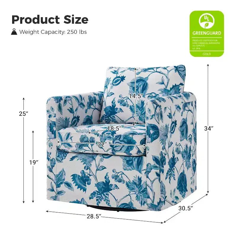Fauteuil pivotant déhoussable et rembourré de style moderne