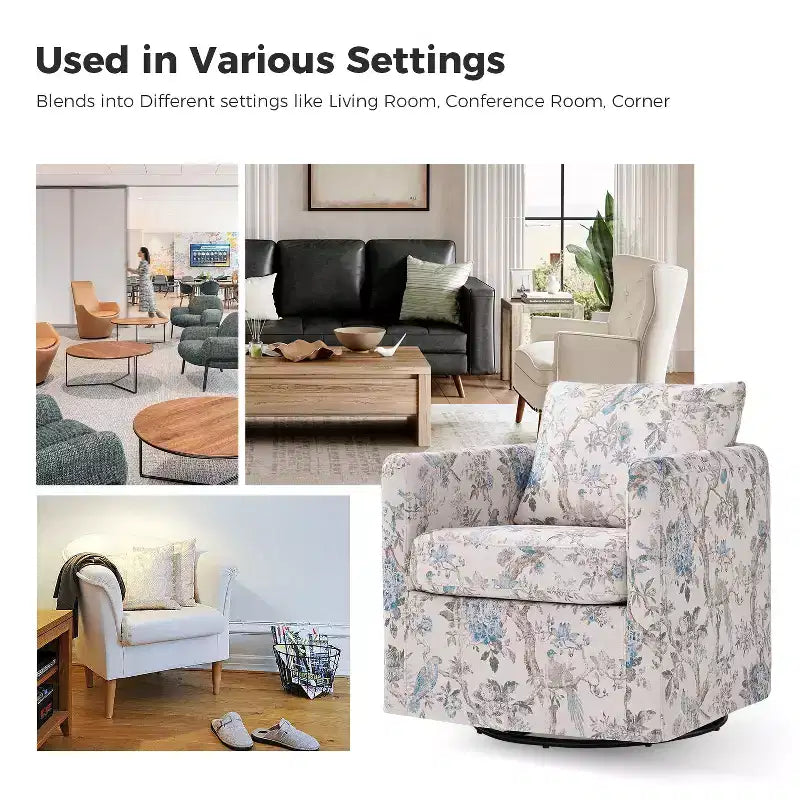 Fauteuil pivotant déhoussable et rembourré de style moderne