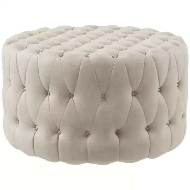 Repose-pieds capitonné, pouf rond de style ottoman en velours avec siège rembourré, table basse ottomane pour salon, chambre à coucher
