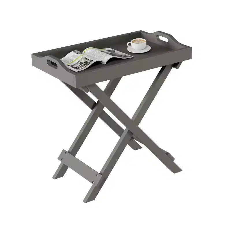 Table d'appoint pliante - Table de chevet contemporaine en bois portable avec plateau amovible