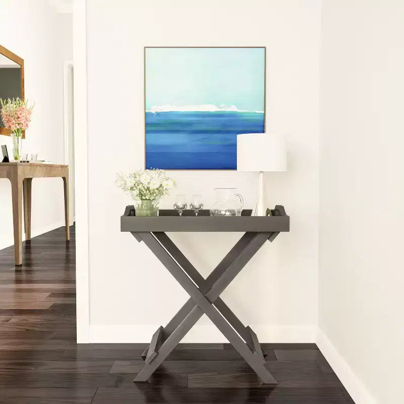 Table d'appoint pliante - Table de chevet contemporaine en bois portable avec plateau amovible