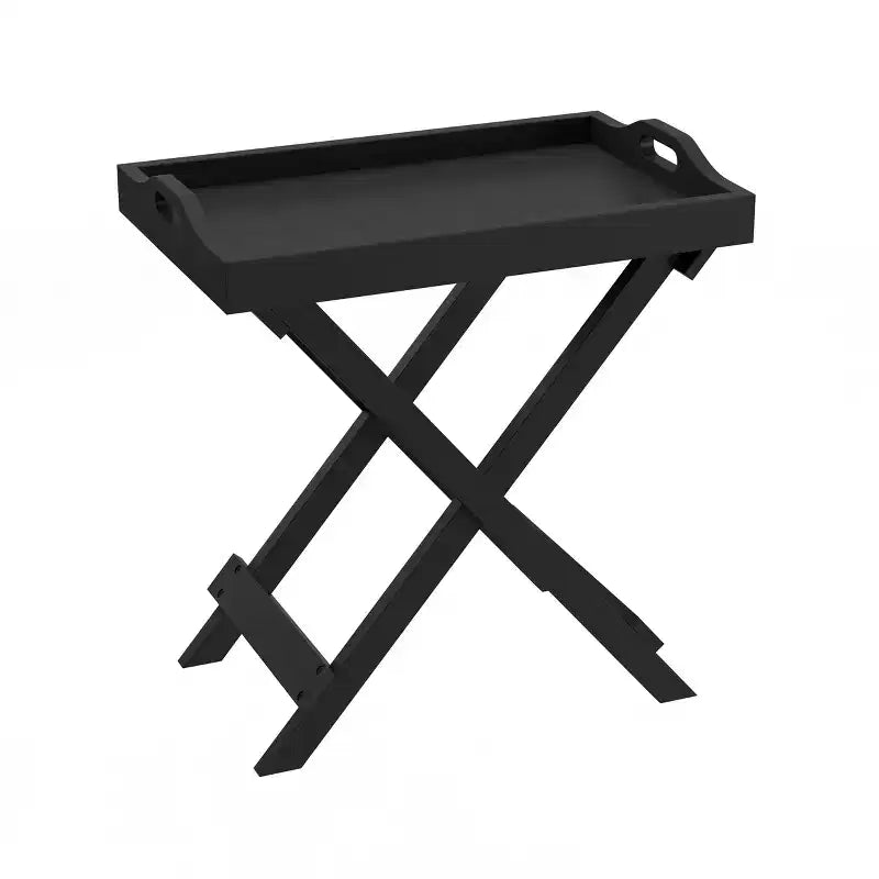 Table d'appoint pliante - Table de chevet contemporaine en bois portable avec plateau amovible