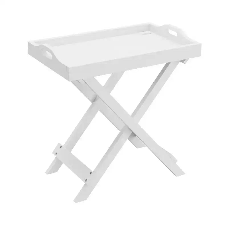 Table d'appoint pliante - Table de chevet contemporaine en bois portable avec plateau amovible