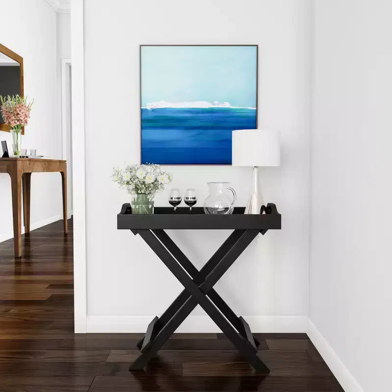 Table d'appoint pliante - Table de chevet contemporaine en bois portable avec plateau amovible