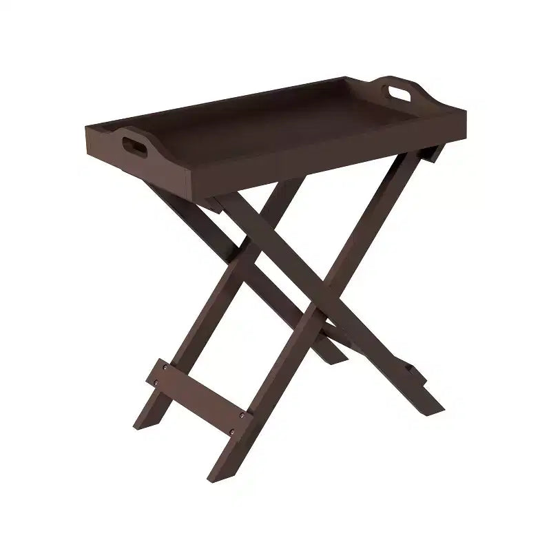 Table d'appoint pliante - Table de chevet contemporaine en bois portable avec plateau amovible