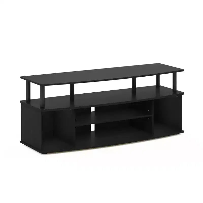 Meuble TV moderne Grand meuble de divertissement Peut contenir jusqu'à une télévision de 55 pouces avec étagères de rangement ouvertes en bois noir