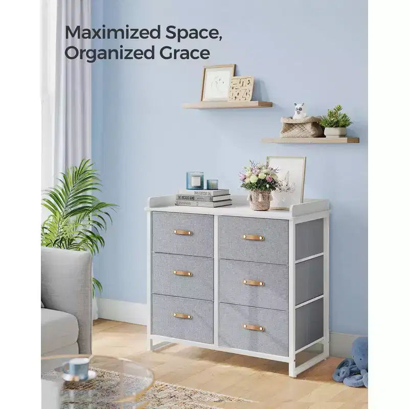 Commode enfant avec 6 tiroirs, pour bébés garçons et filles, avec table à langer résistante à l'eau, meuble de rangement.