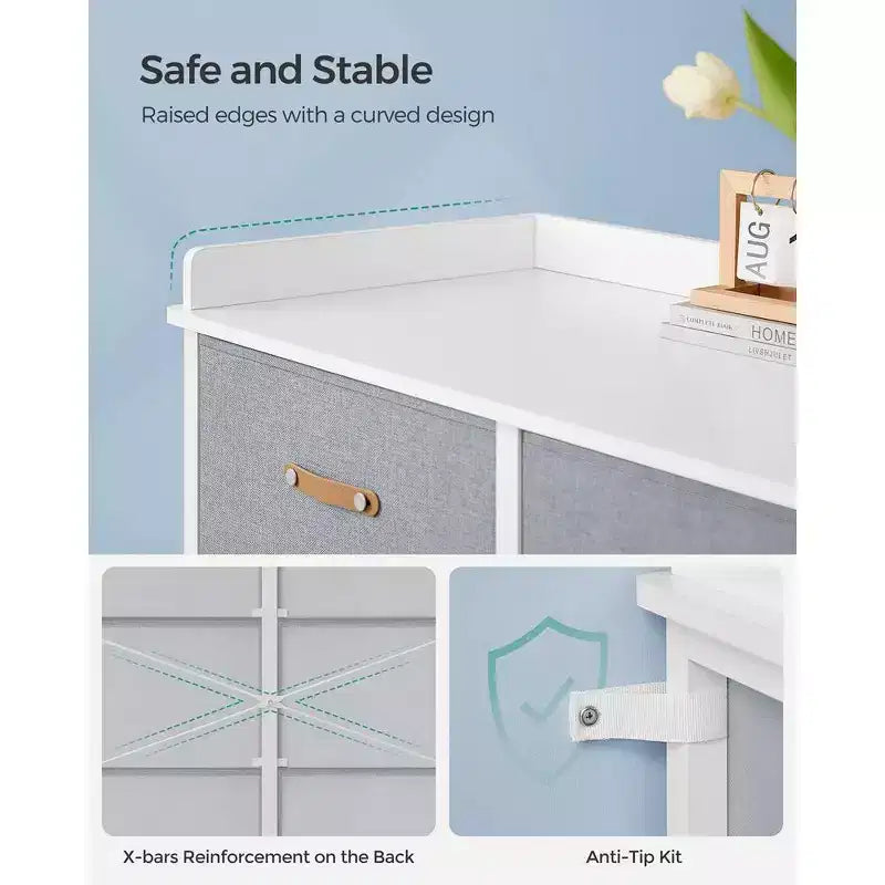 Commode enfant avec 6 tiroirs, pour bébés garçons et filles, avec table à langer résistante à l'eau, meuble de rangement.