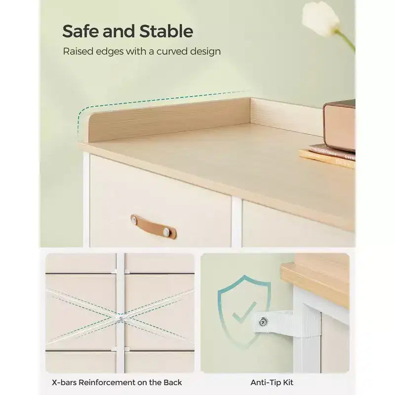 Commode enfant avec 6 tiroirs, pour bébés garçons et filles, avec table à langer résistante à l'eau, meuble de rangement.