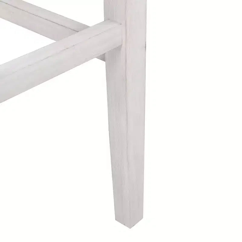 Tabouret de bar sans dossier, assise en selle rembourrée, blanc antique/bleu marine
