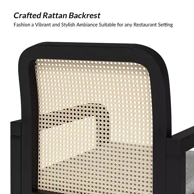 Chaise de salle à manger moderne en rotin avec coussin amovible