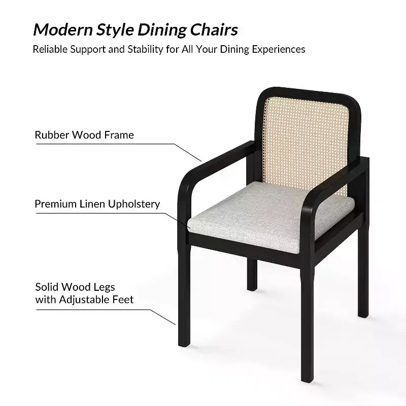 Chaise de salle à manger moderne en rotin avec coussin amovible