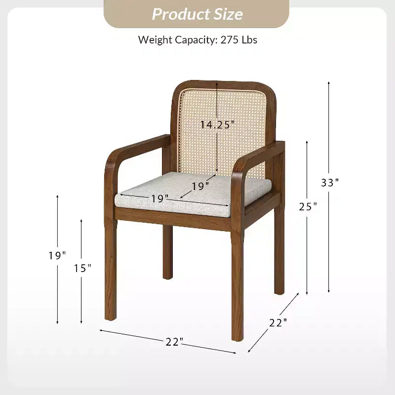 Chaise de salle à manger moderne en rotin avec coussin amovible