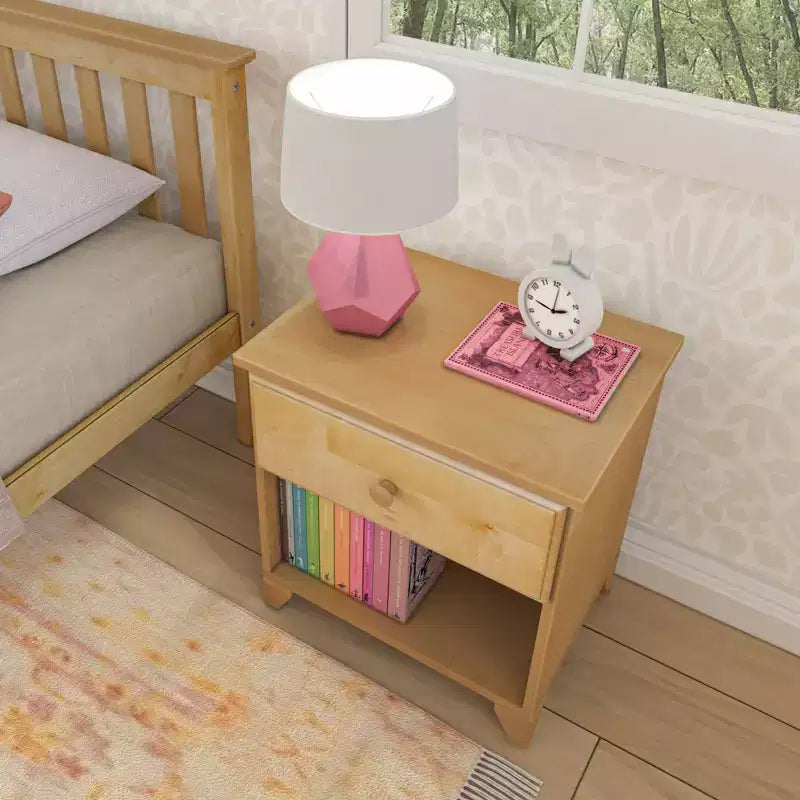 Table de chevet classique en bois avec 1 tiroir, table de chevet/d'appoint pour enfant, petite table de chevet pour chambre à coucher