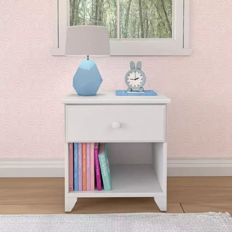 Table de chevet classique en bois avec 1 tiroir, table de chevet/d'appoint pour enfant, petite table de chevet pour chambre à coucher