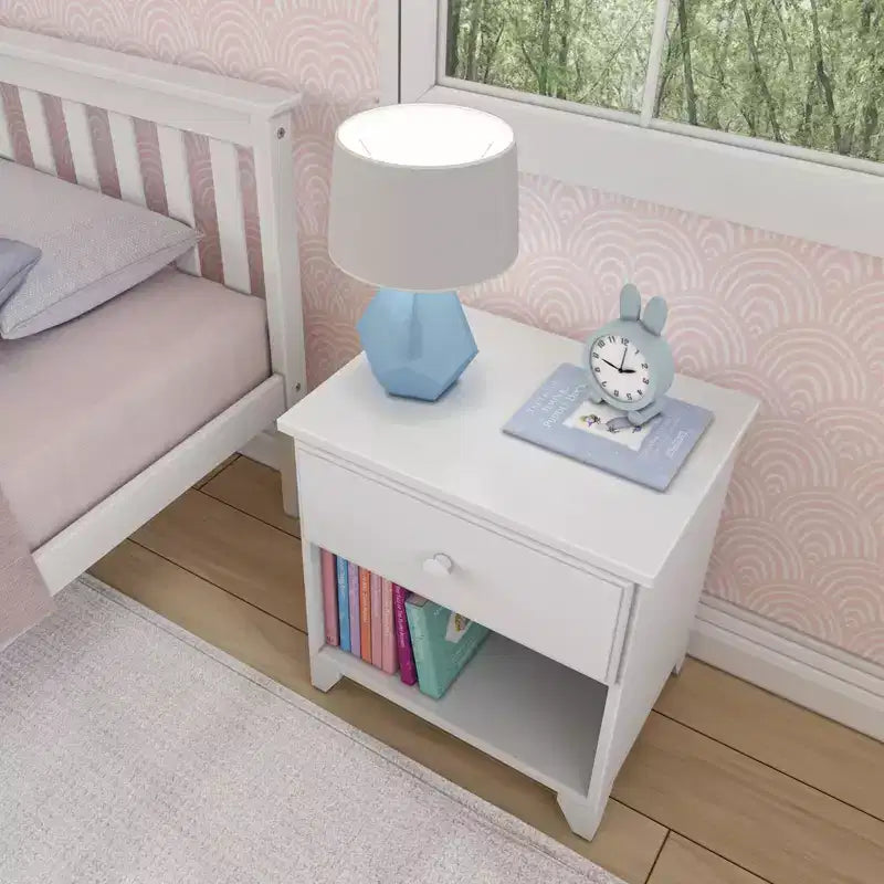 Table de chevet classique en bois avec 1 tiroir, table de chevet/d'appoint pour enfant, petite table de chevet pour chambre à coucher