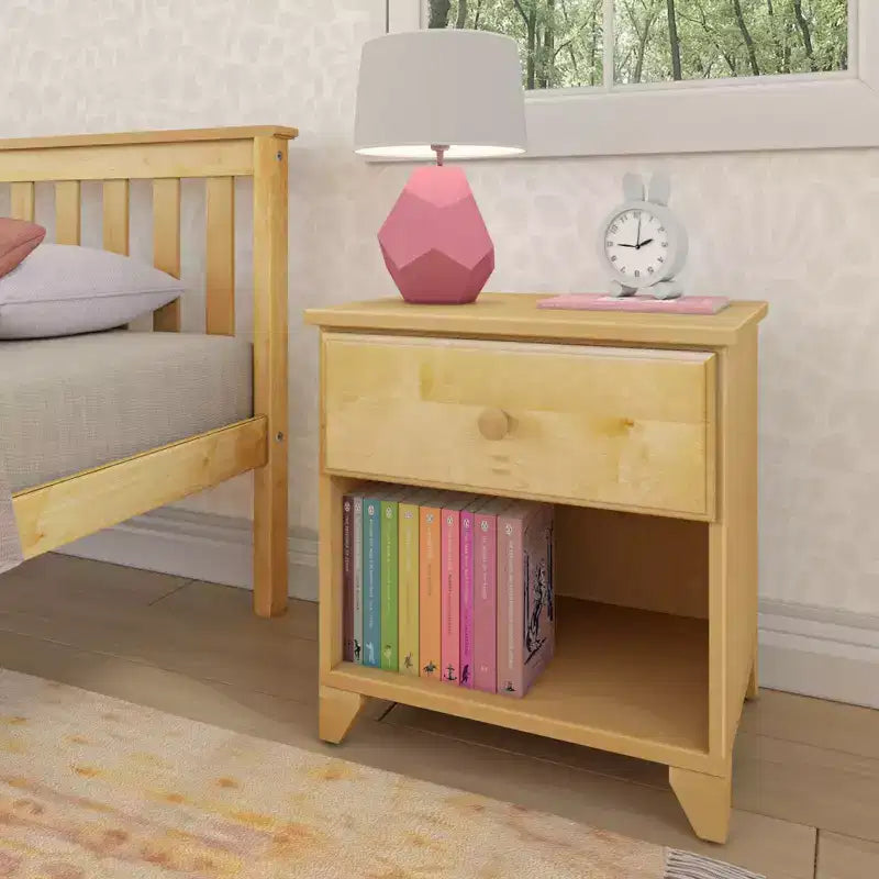 Table de chevet classique en bois avec 1 tiroir, table de chevet/d'appoint pour enfant, petite table de chevet pour chambre à coucher