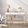 Bureau informatique moderne 47" avec étagère de rangement et tiroirs, table d'écriture de bureau avec support d'écran surélevé pour bureau à domicile