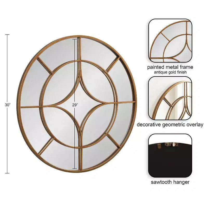 Miroir Mural Rond Moderne, Miroir Circulaire Encadré avec Revêtement Métallique