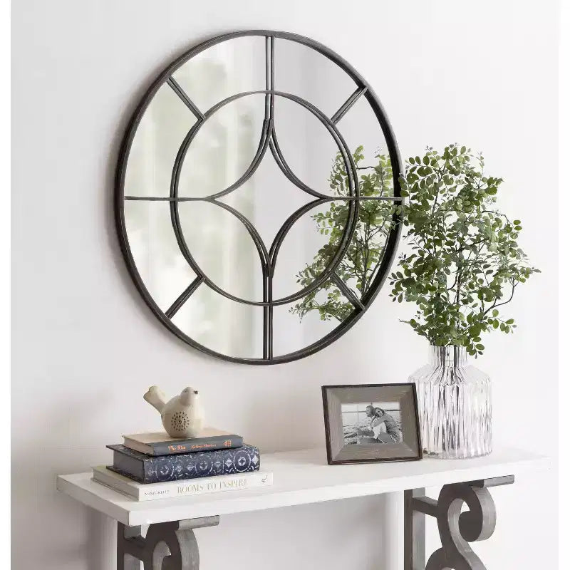 Miroir Mural Rond Moderne, Miroir Circulaire Encadré avec Revêtement Métallique