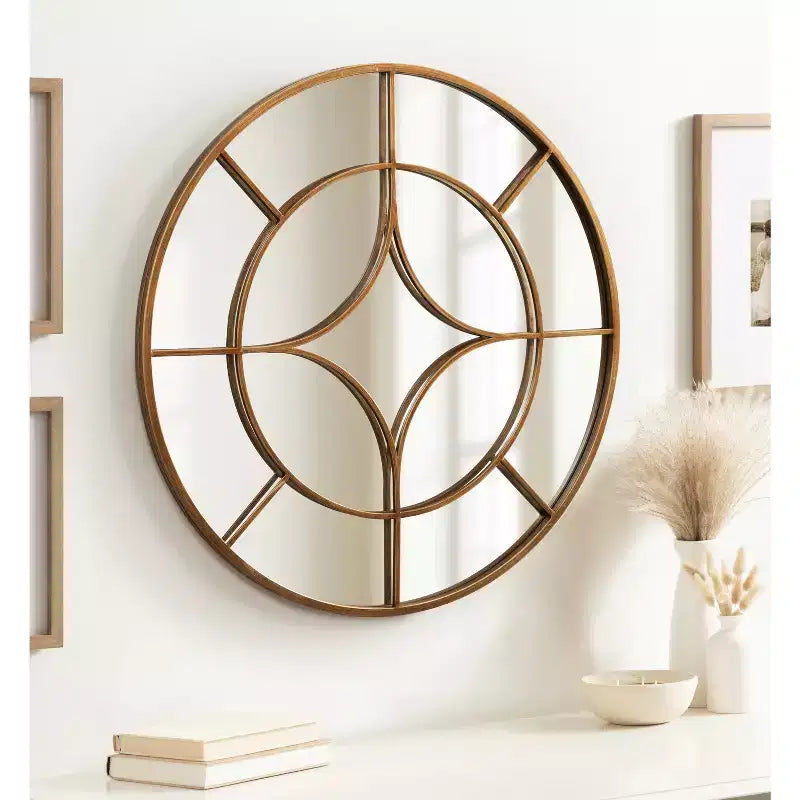 Miroir Mural Rond Moderne, Miroir Circulaire Encadré avec Revêtement Métallique
