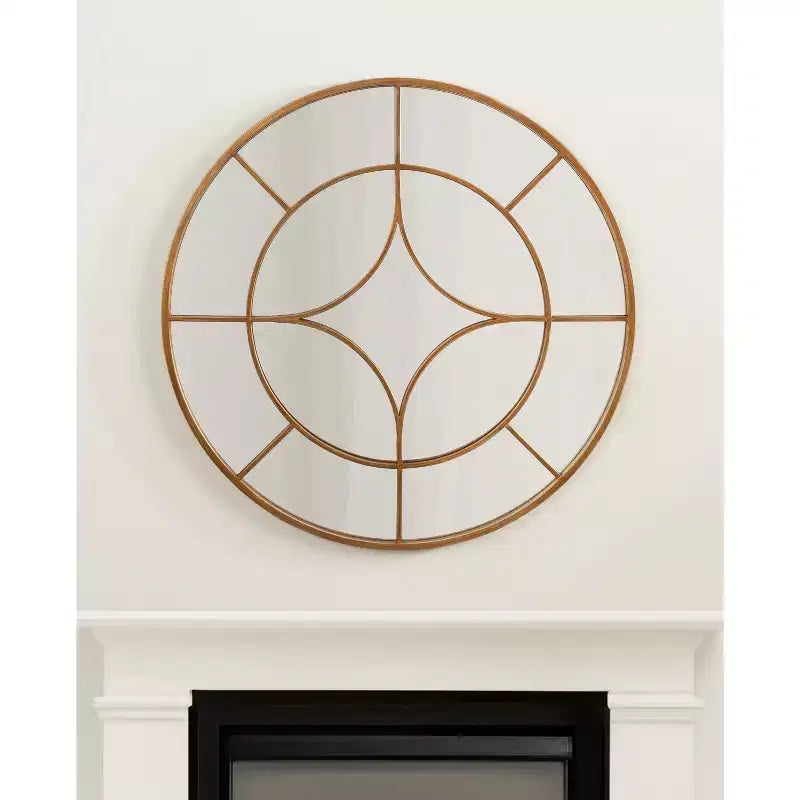 Miroir Mural Rond Moderne, Miroir Circulaire Encadré avec Revêtement Métallique